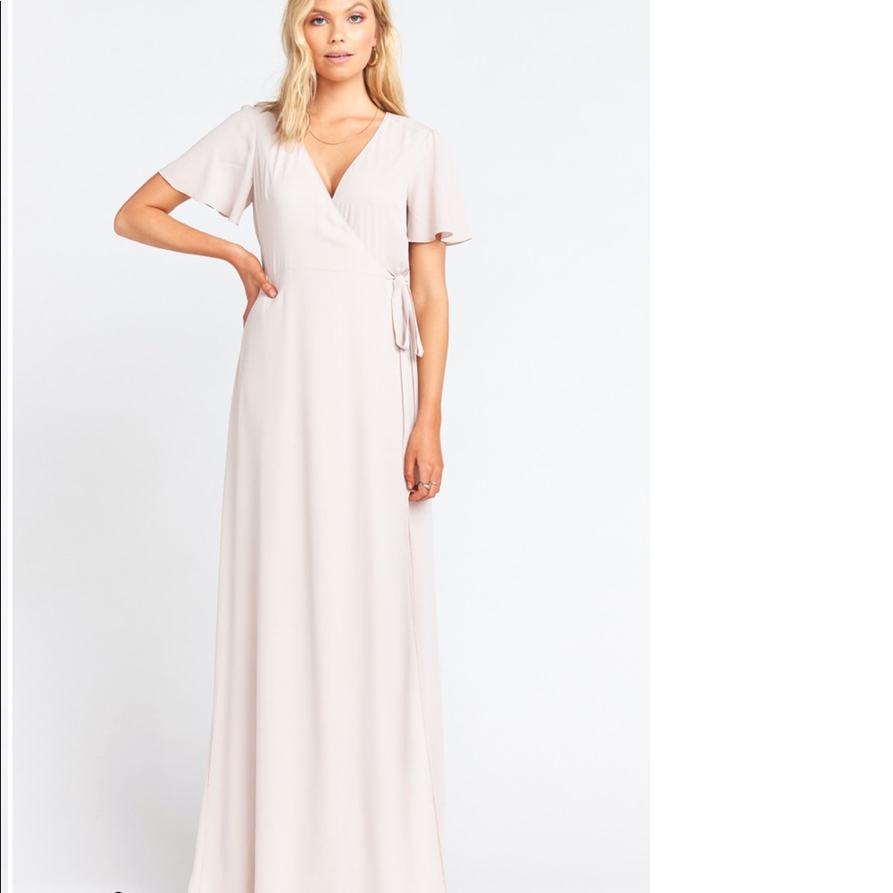 Show Me Your MuMu Blush Pink Wrap Wedding Dress